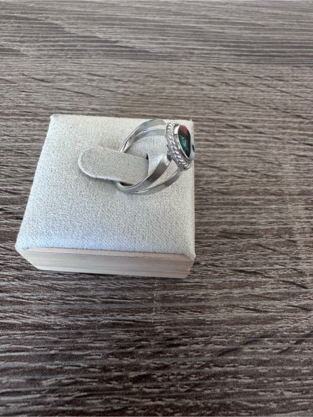 Native American Zuni Inlaid Sunface Sterling Silver Ring size 4.25